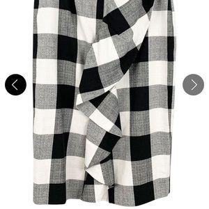 Black White Plaid Ruffle Skirt